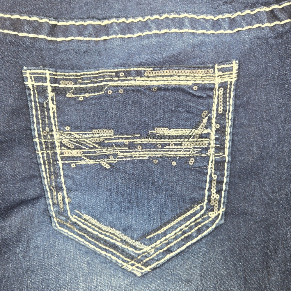 Maurices Jeans Dark Wash Contrast Stitch Sequin Pocket Blue Womens 20 REG - Picture 4 of 13